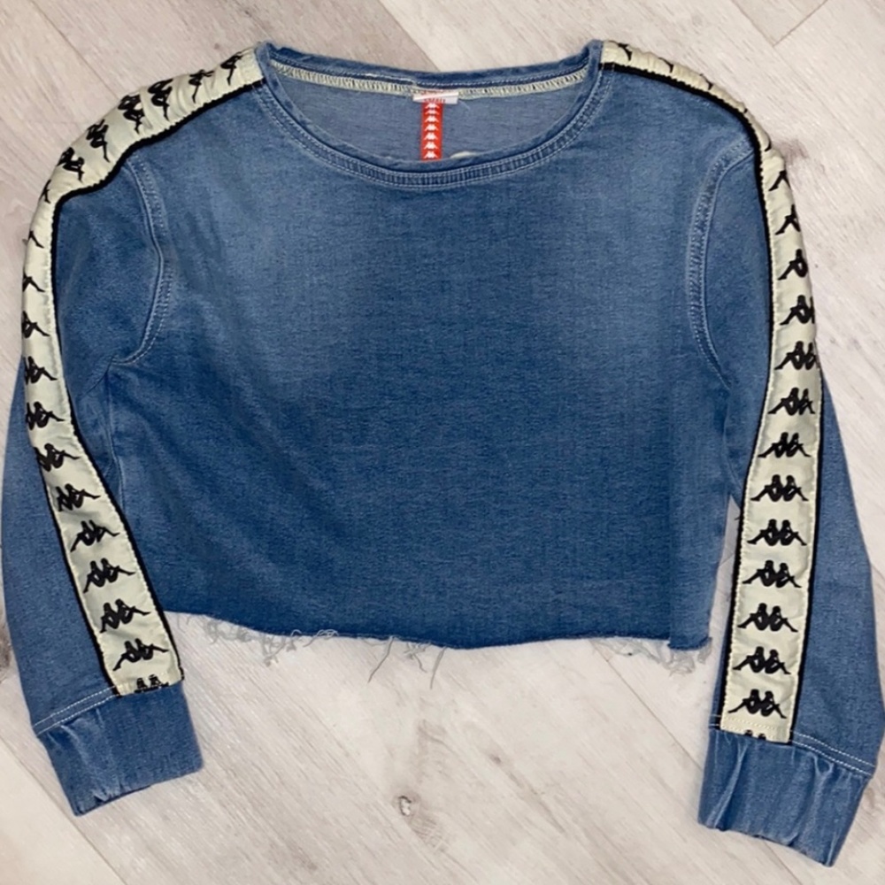kappa denim long sleeve crop top